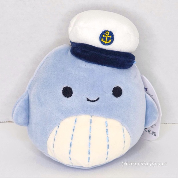 SAMIR 🐳5" Blue Whale w Sailor Captain Hat Original Squishmallow By Kellytoy NWT - Picture 1 of 8